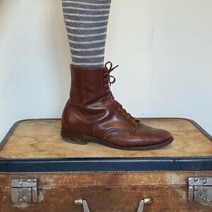 Vintage Brown Lace Up Riding Boots